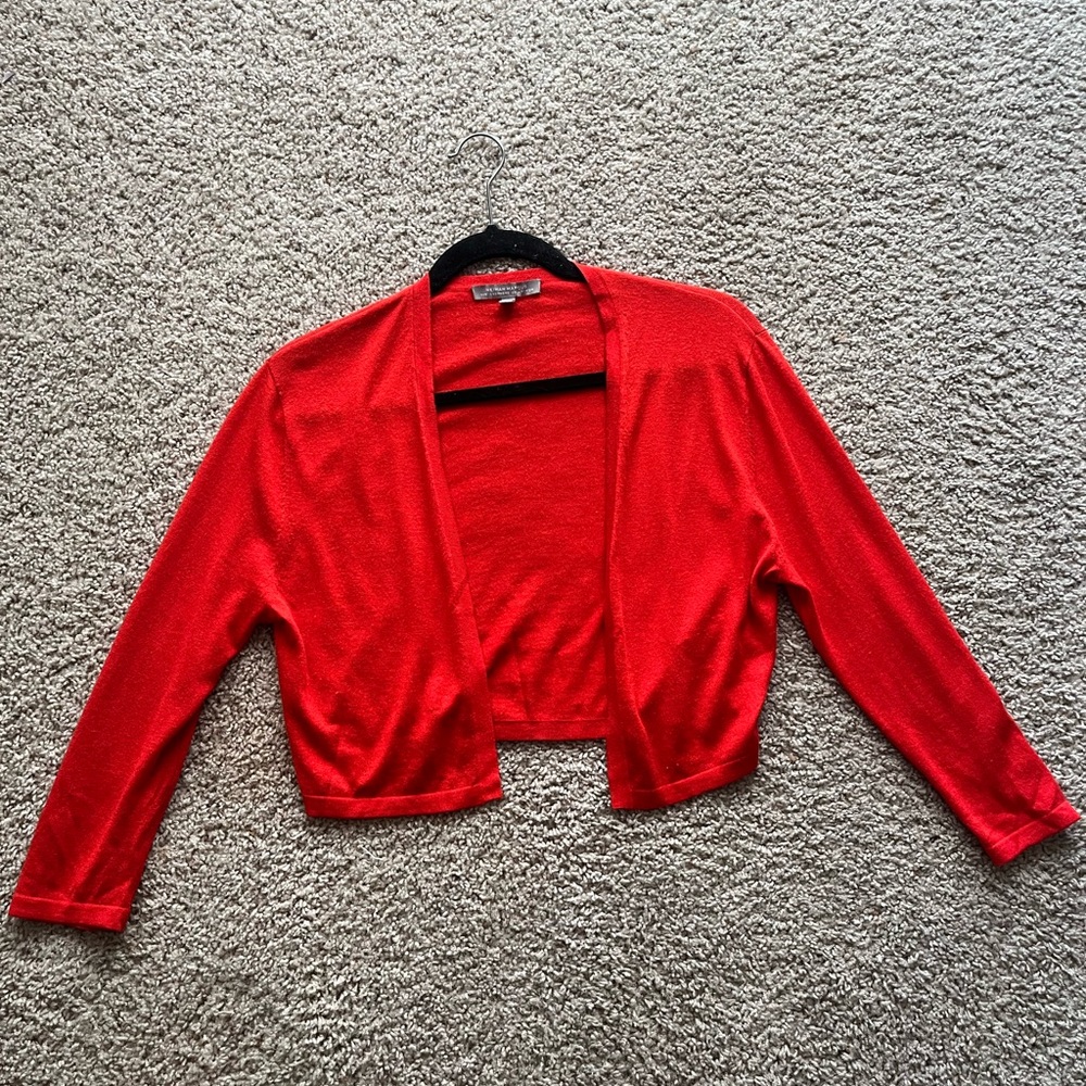 Neiman Marcus Cashmere Collection Red Cropped Cardigan